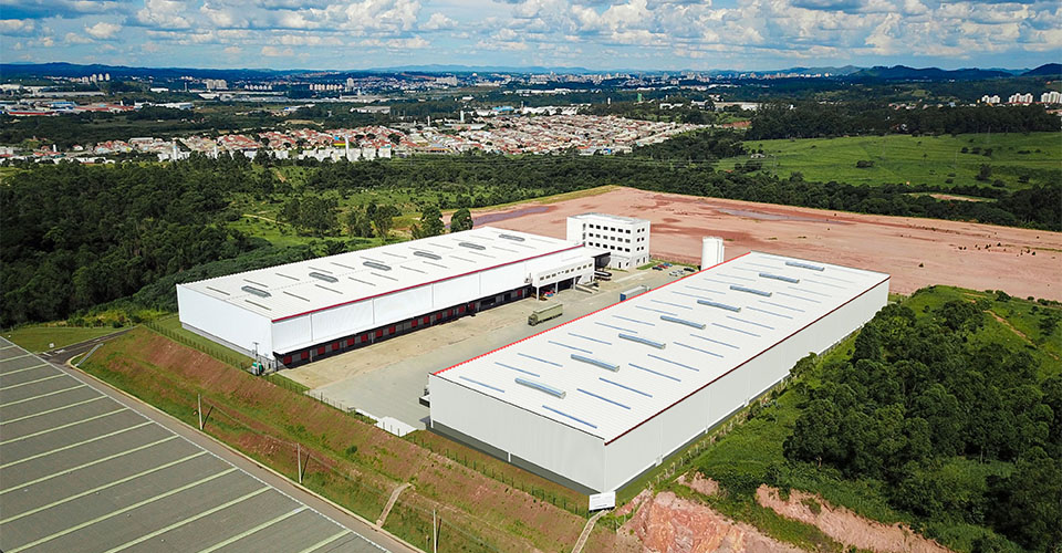 Vista aérea em perspectiva 3D da Fase 2 do Joate Park (G200), condomínio logístico em construção em Jundiaí/SP.
